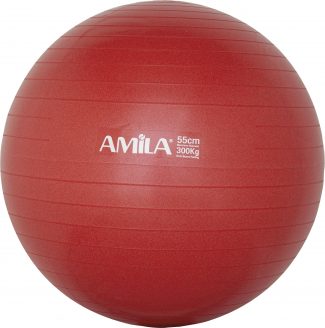 Μπάλα γυμναστικής & pilates (55 cm – 1.000 gr) με τρόμπα – Amila – κόκκινη