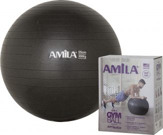 Μπάλα γυμναστικής & pilates (55 cm – 1.000 gr) με τρόμπα – Amila – μαύρη