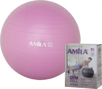 Μπάλα γυμναστικής & pilates (55 cm – 1.000 gr) με τρόμπα – Amila – ροζ