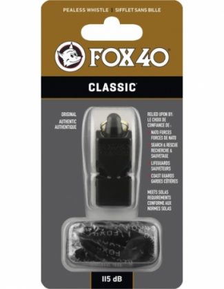 Σφυρίχτρα FOX40 Classic Safety Μαύρη με Κορδόνι