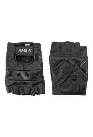 Γάντια Άρσης Βαρών AMILA Δέρμα Nappa Μαύρο XL