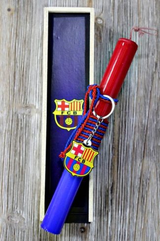 Πασχαλινή λαμπάδα Ποδόσφαιρο Barcelona Μπρελόκ σετ με ξύλινο κουτί