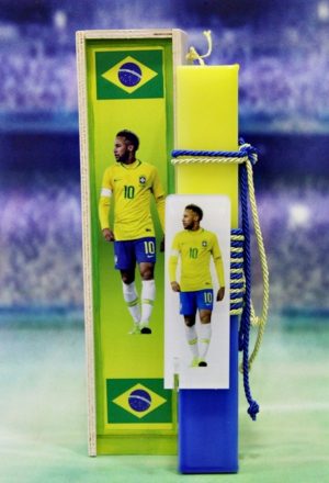 Πασχαλινή λαμπάδα Ποδόσφαιρο Neymar plexiglass σετ με ξύλινο κουτί