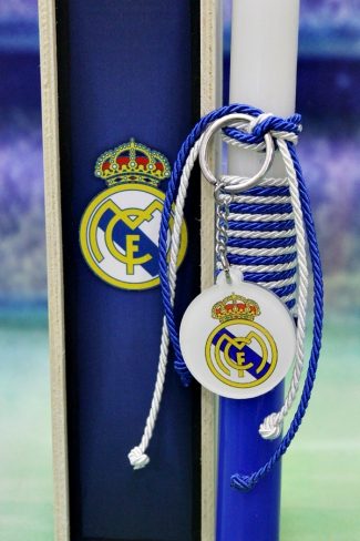 Πασχαλινή λαμπάδα Ποδόσφαιρο Real Madrid Μπρελόκ σετ με ξύλινο κουτί