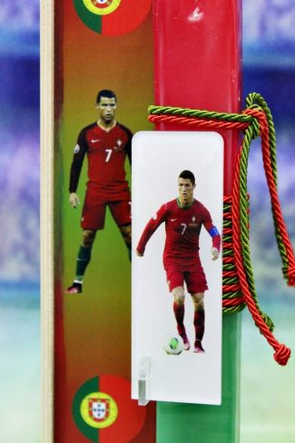 Πασχαλινή λαμπάδα Ποδόσφαιρο Ronaldo plexiglass σετ με ξύλινο κουτί