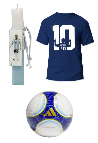 Πασχαλινή Λαμπάδα Messi plexiglass + t-shirt Messi + αυθεντική μπάλα Adidas Messi Club