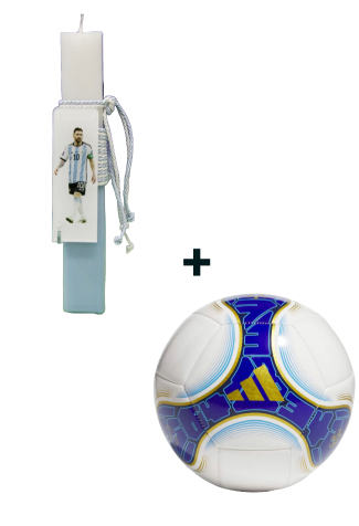 Πασχαλινή Λαμπάδα Messi plexiglass + αυθεντική μπάλα Adidas Messi Club