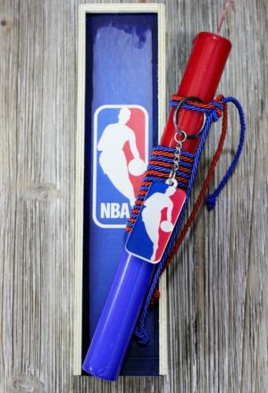 Πασχαλινή Λαμπάδα Μπάσκετ plexiglass NBA Μπρελόκ σετ με ξύλινο κουτί