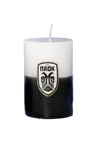 Κερί ΠΑΟΚ ασπρόμαυρο αυτοκόλλητο κερωμένο 6,5x10 εκ.
