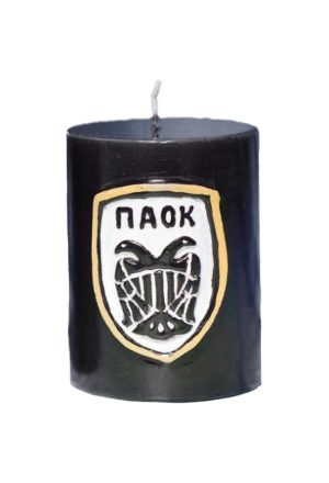 Κερί ΠΑΟΚ χειροποίητο μαύρο κέρινο σήμα 8x10 εκ.