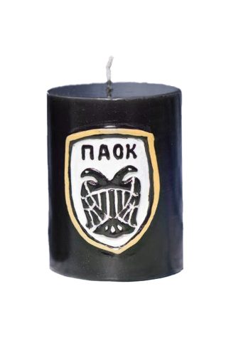 Κερί ΠΑΟΚ χειροποίητο μαύρο κέρινο σήμα 8x10 εκ.