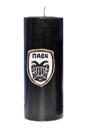Κερί ΠΑΟΚ χειροποίητο μαύρο κέρινο σήμα 8x20 εκ.