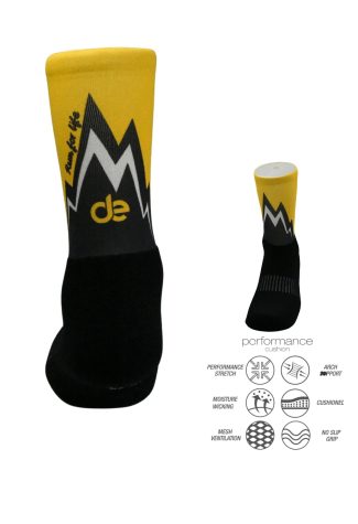 Mountain Yellow Crew Printed δρομική κάλτσα Desocks