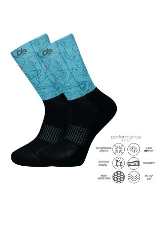 Blue map pattern crew δρομική κάλτσα Desocks
