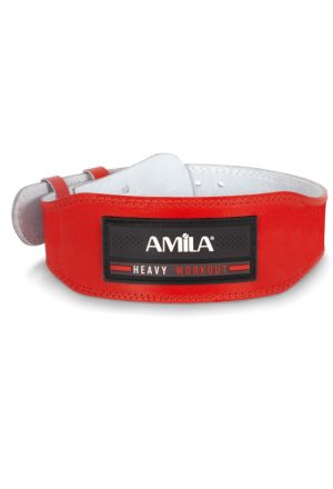 Ζώνη Άρσης Βαρών AMILA Δερμάτινη Κόκκινη