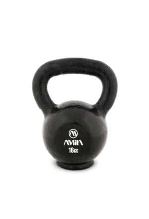Kettlebell Cast Iron Rubber Base 16 kg - Μαύρο