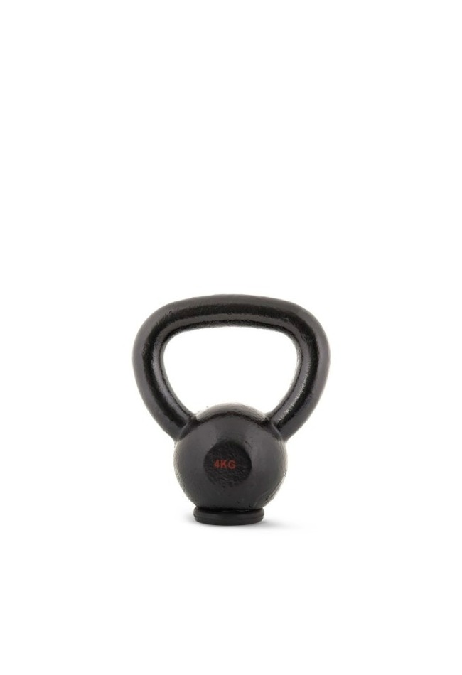 Kettlebell Cast Iron Rubber Base 4 kg - Μαύρο