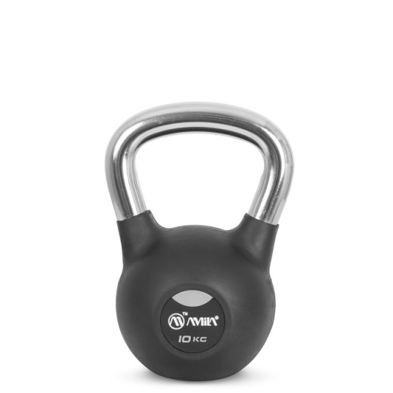 Kettlebell Rubber Cover Cr Handle 10 kg – Μαύρο - Image 2